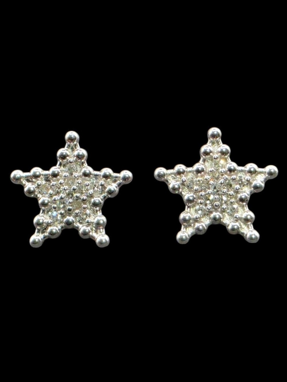 0.1 CTW Lab Grown Diamonds Solid 925 Sterling Silver Celestial Star Studs